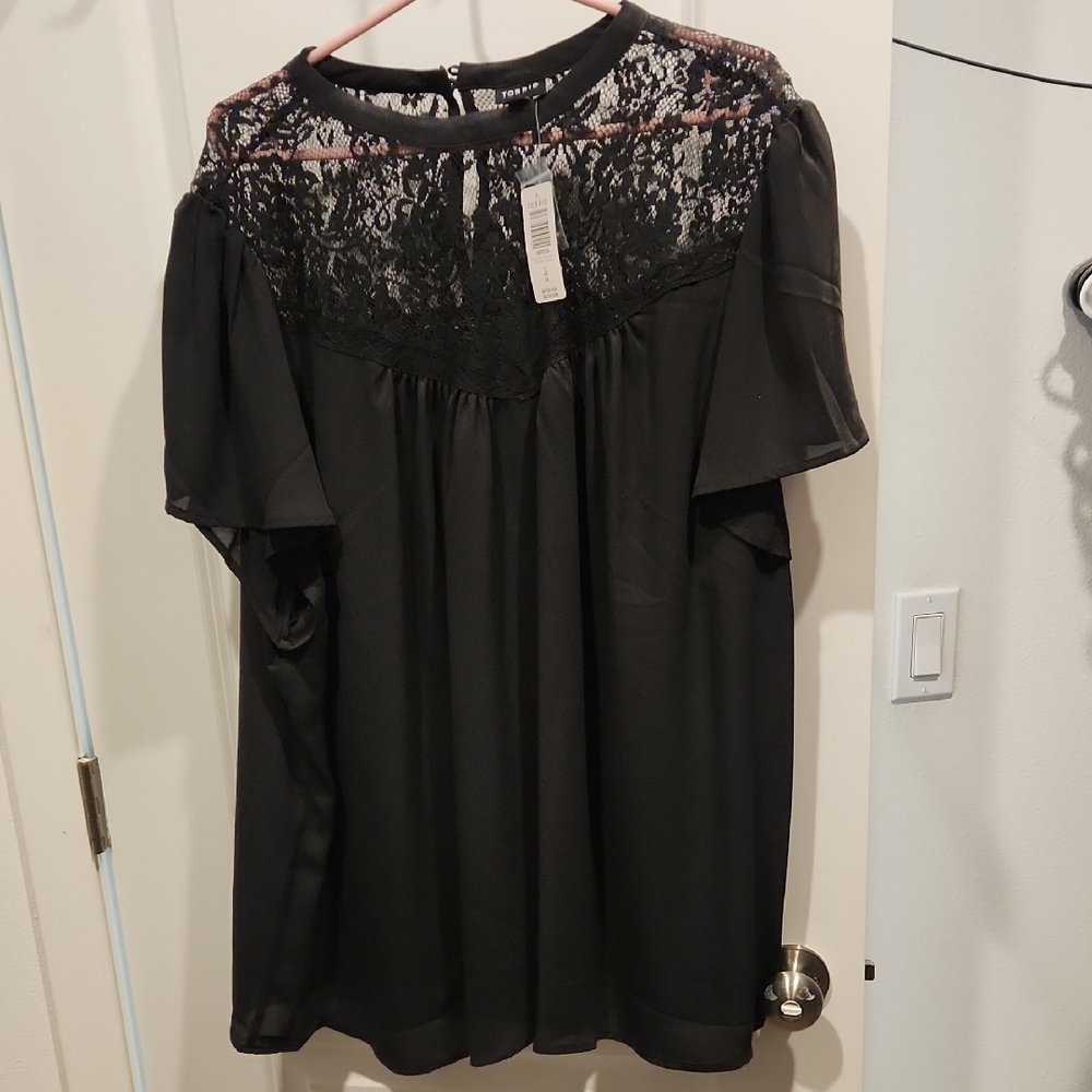 Torrid Black Lace Bib Collar Blouse